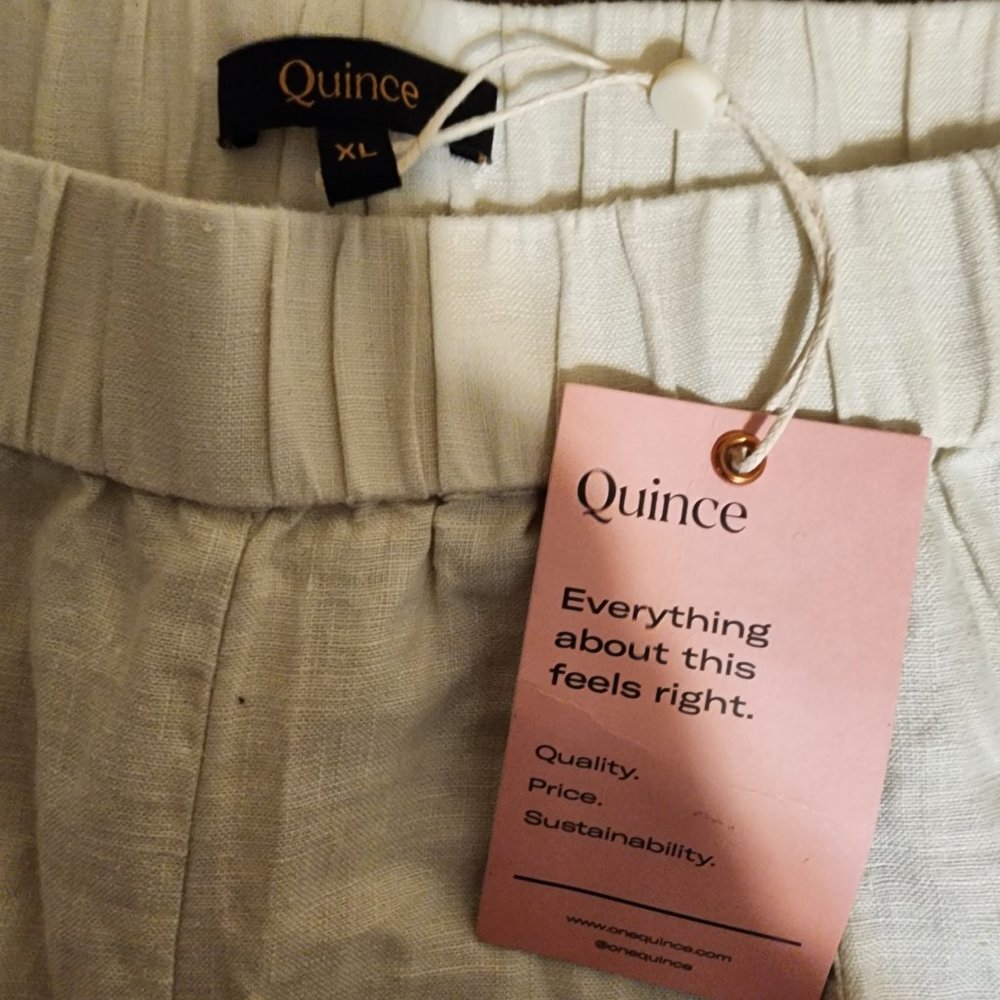 Quince 100% European Linen Tapered Ankle Pant NWT Khaki XL - Picture 5 of 7